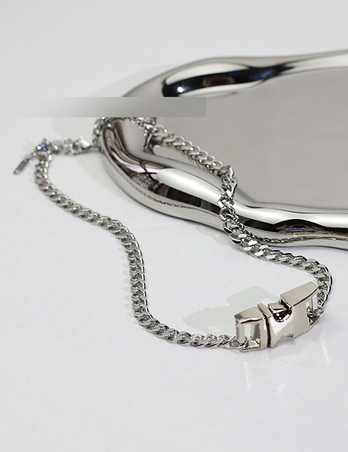 Fashion Silver Color Thick Chain Function Buckle Necklace