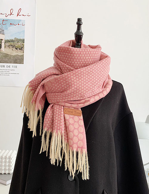 Fashion Pink Imitation Shell Velvet Wave Point Stream Scarf  Acrylic %2f Artificial Wool