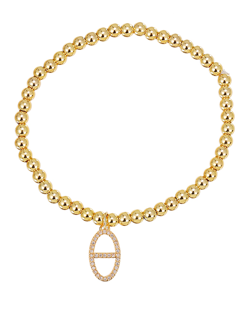 Fashion Gold Copper Inlaid Zircon Beaded Geometric Bracelet