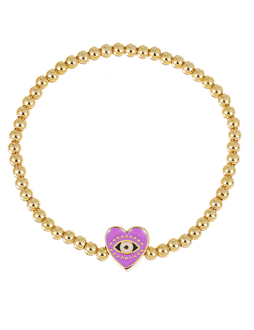 Fashion Light Purple Copper Drop Oil Beaded Love Eye Bracelet