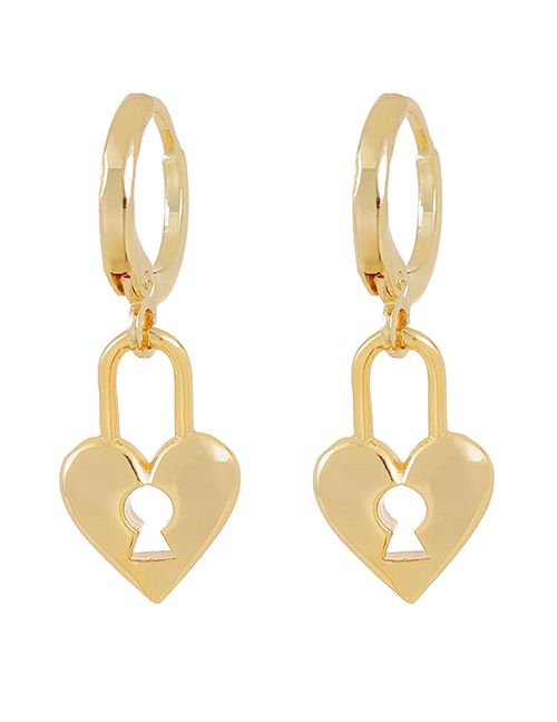 Fashion Gold Copper Love Lock Earrings