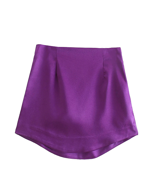 Fashion Purple Shiny Micro-pleated Skirt