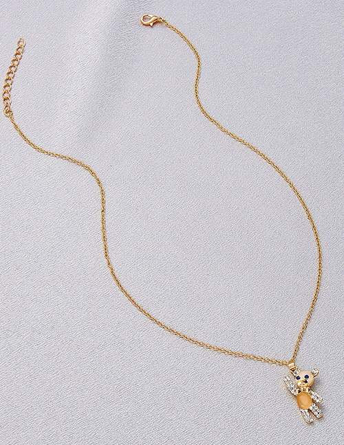 Fashion Gold Color Metal Cat Eye Bear Necklace