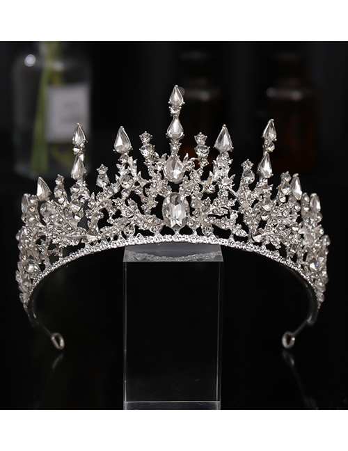 Fashion Silver Color Alloy Inlaid Rhinestone Geometric Crown