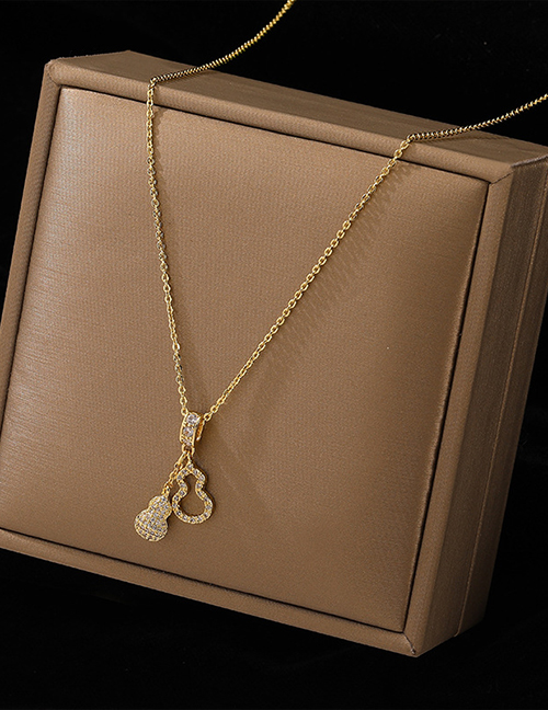 Fashion Gold Color Titanium Steel Hollow Gourd Necklace