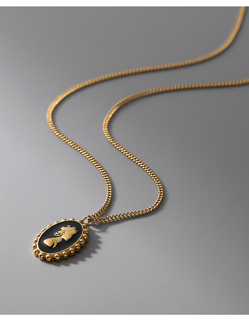 Fashion Gold Color Titanium Steel Portrait Tag Necklace