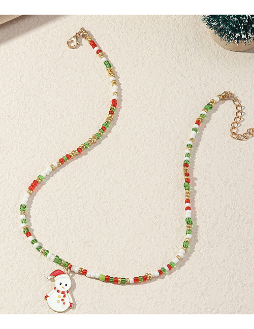 Fashion Snowman Christmas Rice Beads Snowman Necklace