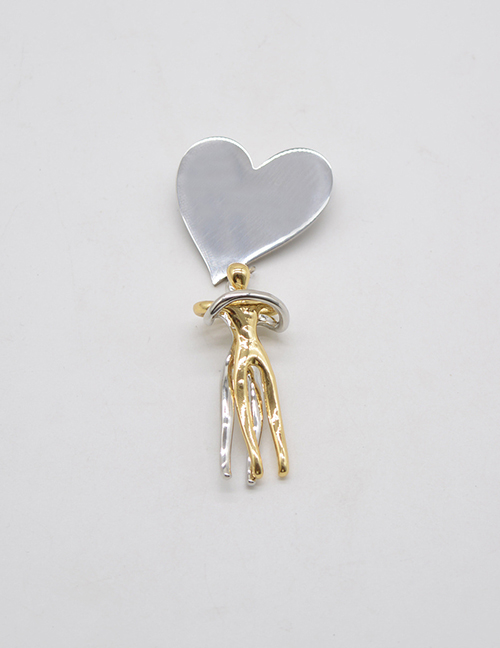 Fashion Gold Color+silver Color Alloy Love Two-color Villain Embracing Pin