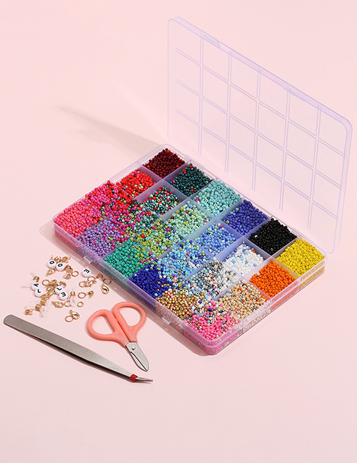 Fashion Color 24 Grid Rice Beads Material Box