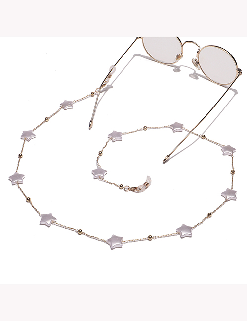 Fashion Gold Color Metal Five-star Pearl Glasses Chain