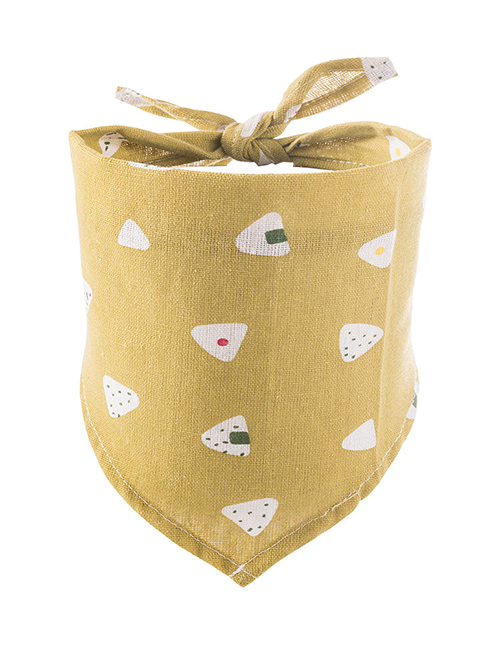 Fashion Yellow Bottom Rice Ball Printed Lace Triangle Saliva Towel