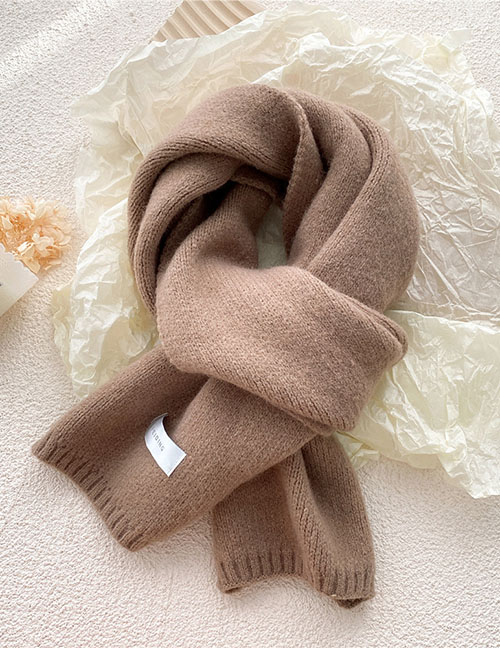 Fashion Camel Pure Color Patch Knitted Scarf
