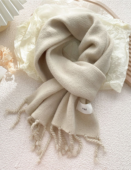 Fashion Off White Patch Knitted Fringe Scarf