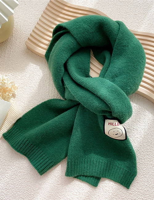 Fashion Green Pure Color Knitted Patch Scarf