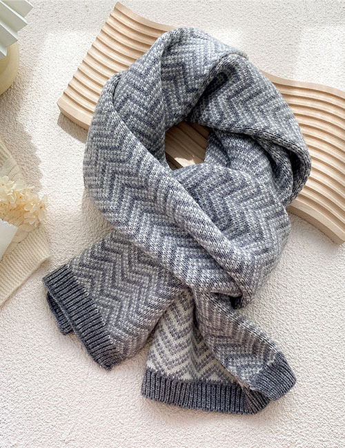 Fashion Grey Printed Double-knit Scarf