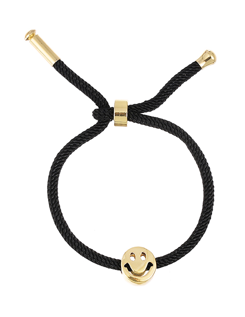 Fashion Black Copper Openwork Smiley Face Braided Bracelet