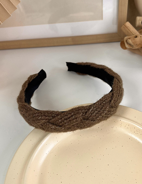 Fashion Brown Knitted Woolen Knitted Broad-brimmed Headband