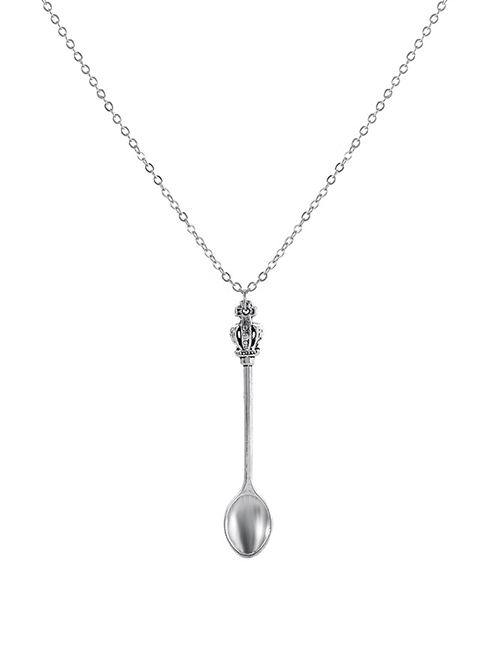 Fashion Silver Color Alloy Crown Spoon Necklace