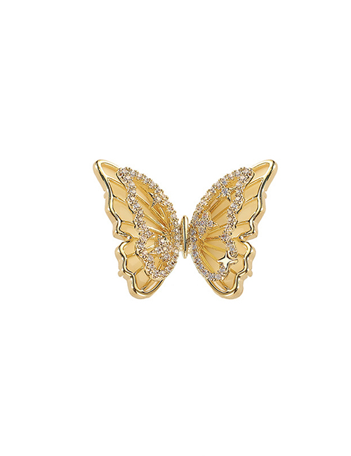 Fashion Gold Color Copper Inlaid Zirconium Butterfly Brooch