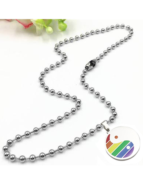 Fashion Tag Plus Melon Seed Buckle Plus Wave Bead Chain Titanium Rainbow Tai Chi Necklace