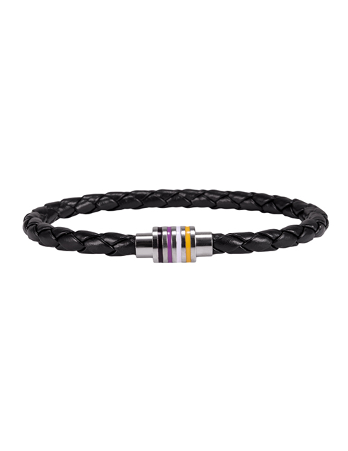 Fashion Black Purple White Yellow 4 Colors 5mm Holes Titanium Steel Magnet Buckle Leather Cord Bracelet