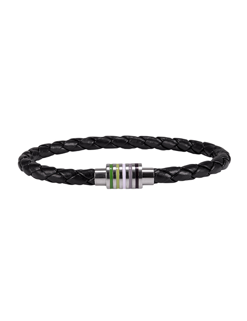 Fashion Green Yellow White Gray And Black 5mm Holes Titanium Steel Magnet Buckle Leather Cord Bracelet
