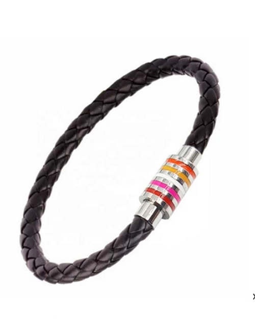 Fashion Red Rose White Yellow Red 5mm Hole Titanium Steel Magnet Buckle Leather Cord Bracelet