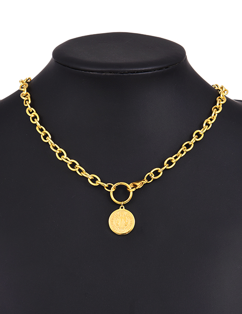 Fashion Golden-2 Stainless Steel Chain Portrait Necklace