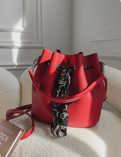 Fashion Red Pu Large-capacity Crossbody Bag