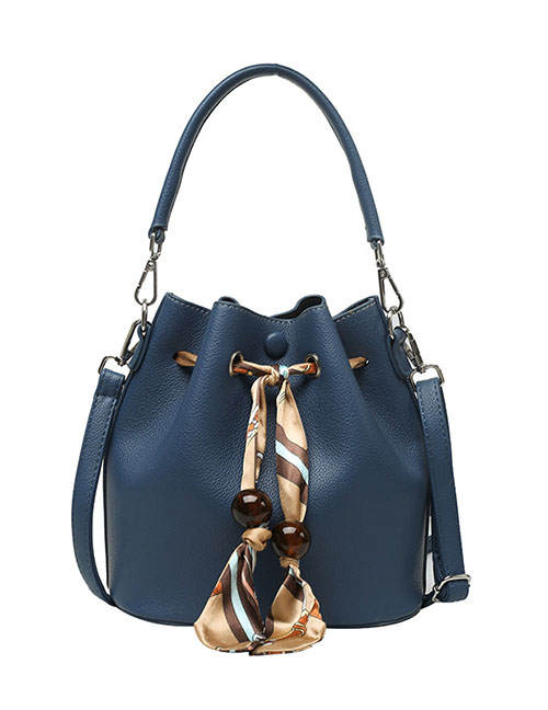 Fashion Blue Pu Large-capacity Crossbody Bag