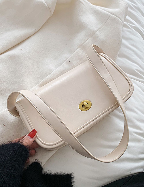 Fashion White Solid Color Flap Shoulder Bag