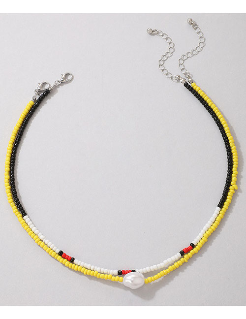 Fashion Color Acrylic Contrast Color Beige Double Necklace