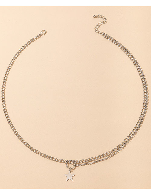 Fashion Silver Color Alloy Five-pointed Star Chain Necklace