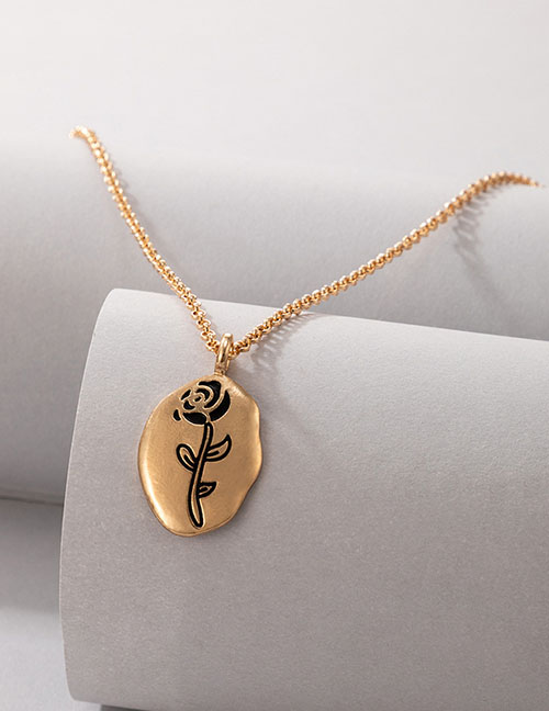 Fashion Gold Color Alloy Rose Geometric Necklace