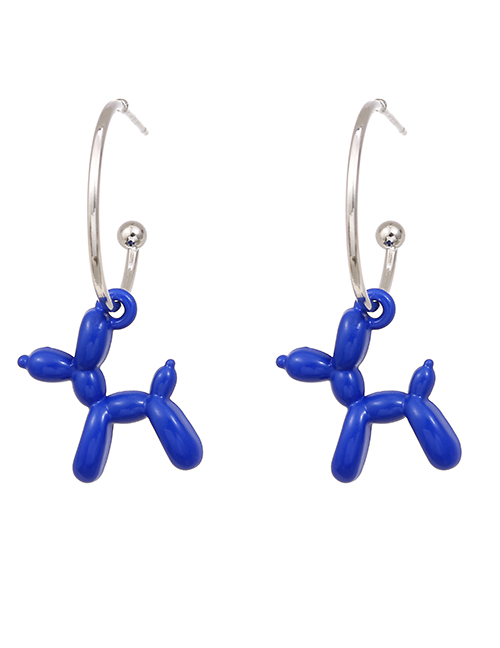 Fashion Navy Blue Alloy Dog Earrings