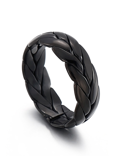 Fashion 6# Titanium Steel Leaf Texture Ring