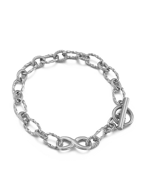 Fashion 4# Titanium Steel Knotted Ot Buckle Chain Bracelet