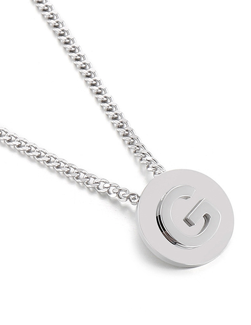 Fashion G Titanium Steel Card Wheel Round Brand 26 Letters Necklace