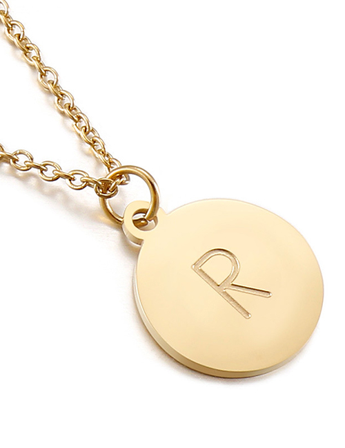 Fashion R Titanium Steel 26 Letters Medallion Necklace