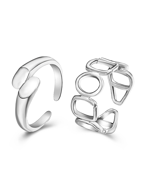 Fashion Silver Color Alloy Geometric Open Chain Ring
