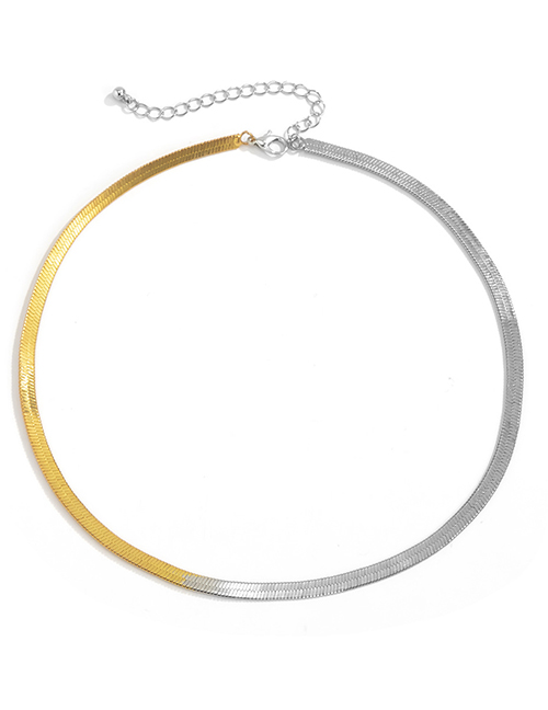 Fashion Gold Color+silver Color Gradient Melange Snake Bone Necklace