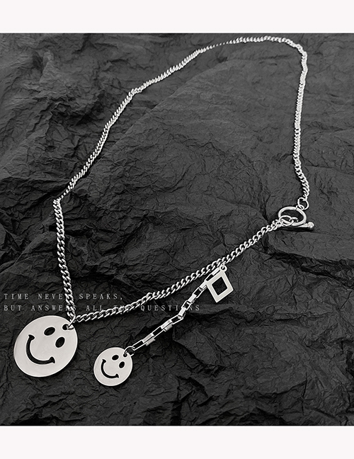 Fashion Silver Color Titanium Steel Smiley Tassel Necklace