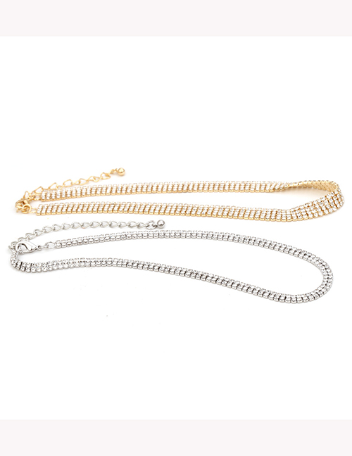 Fashion Gold Color+silver Color Metal Full Diamond Claw Chain Necklace Set