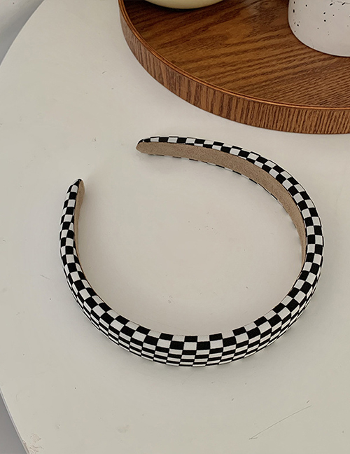 Fashion Hair Band Checkerboard Wide-brimmed Headband