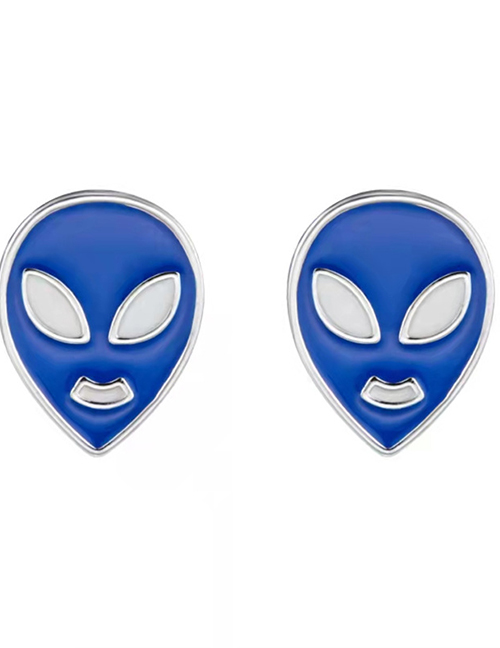 Fashion Green Metal Geometric Alien Earrings
