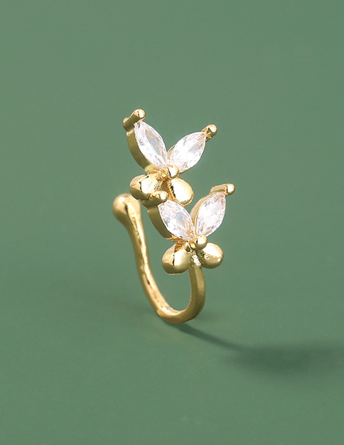 Fashion Gold Color Copper Inlaid Zirconium Butterfly Piercing Nose Nail