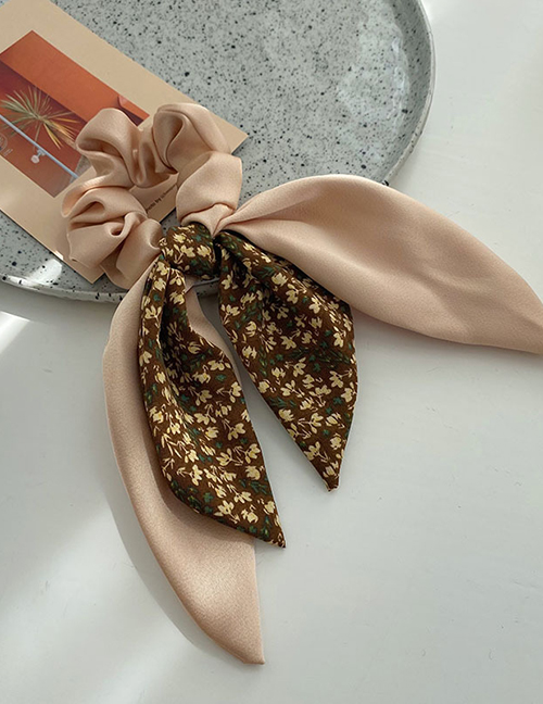 Fashion Off-white Color Matching Floral Streamer Bow Hair Tie