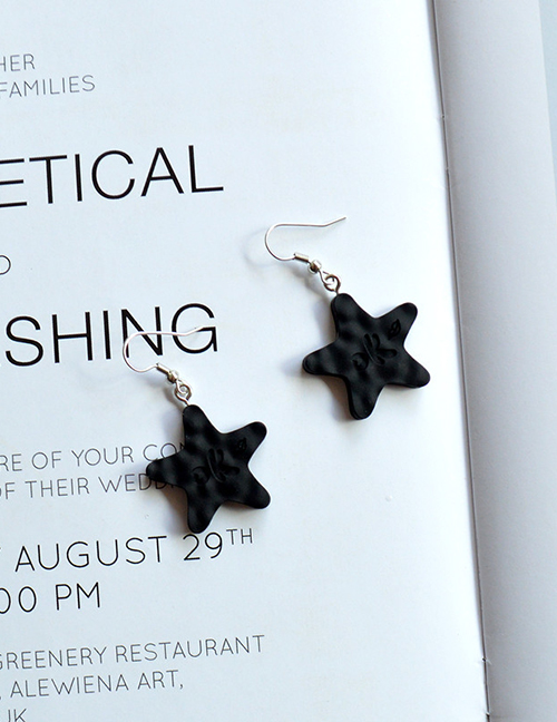 Fashion Black Five-pointed Star Resin Geometric Clover Round Star Love Earrings