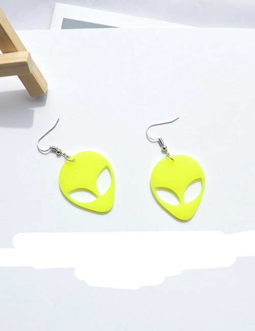 Fashion Yellow Acrylic Fluorescent Alien Earrings