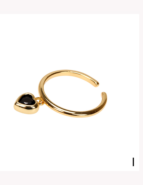 Fashion Black Diamond Copper Inlaid Zirconium Love Open Ring